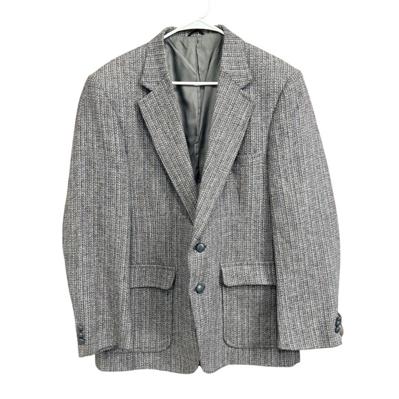 Woodmere Mens Wool Tweed Blazer Size 44R Gray Classic Sport Coat Jacket - Picture 1 of 7